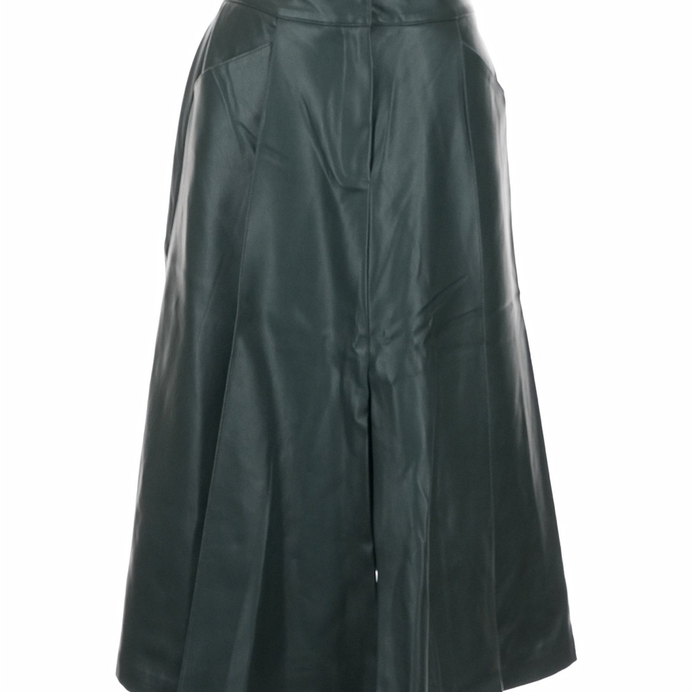 Zara Green Vegan Leather Midi Skirt